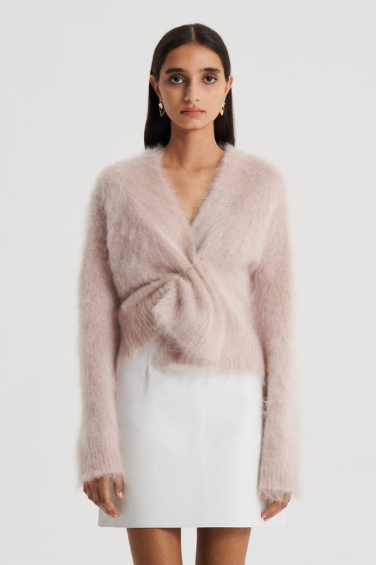 Knitwear | Women Scanlan Theodore BRUSHED MOHAIR WRAP CARDIGAN Mink