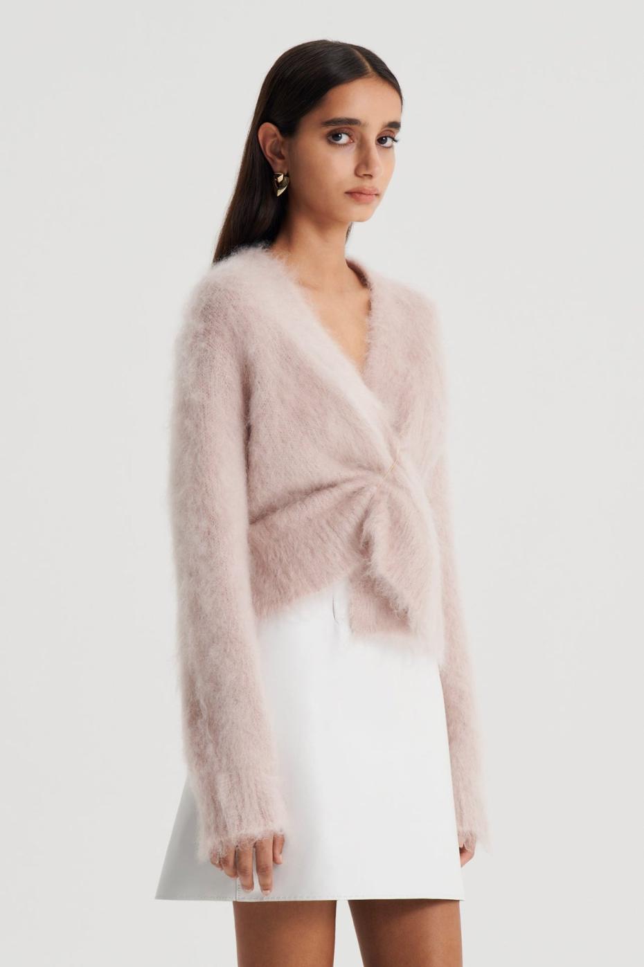 Knitwear | Women Scanlan Theodore BRUSHED MOHAIR WRAP CARDIGAN Mink