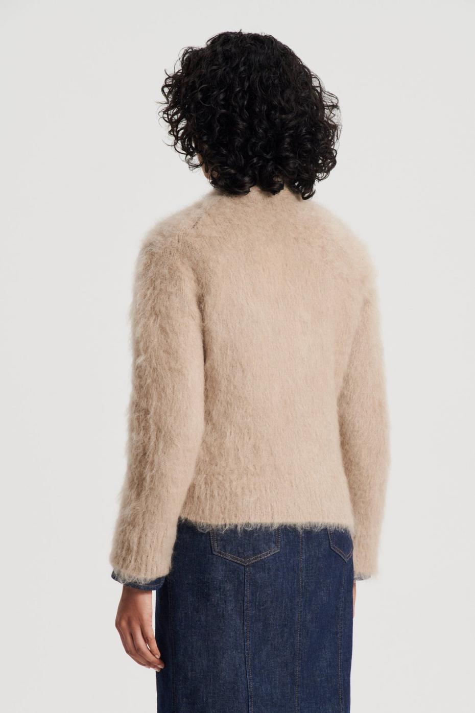 Knitwear | Women Scanlan Theodore BRUSHED MOHAIR WRAP CARDIGAN Nougat