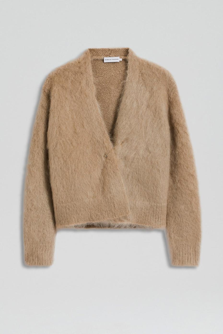 Knitwear | Women Scanlan Theodore BRUSHED MOHAIR WRAP CARDIGAN Nougat