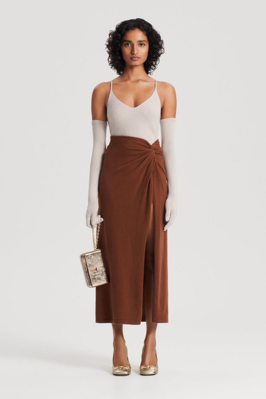 Knitwear | Women Scanlan Theodore CASHMERE SARONG SKIRT Spice