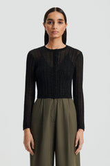 Knitwear | Women Scanlan Theodore METALLIC KNIT CROP CARDIGAN Black