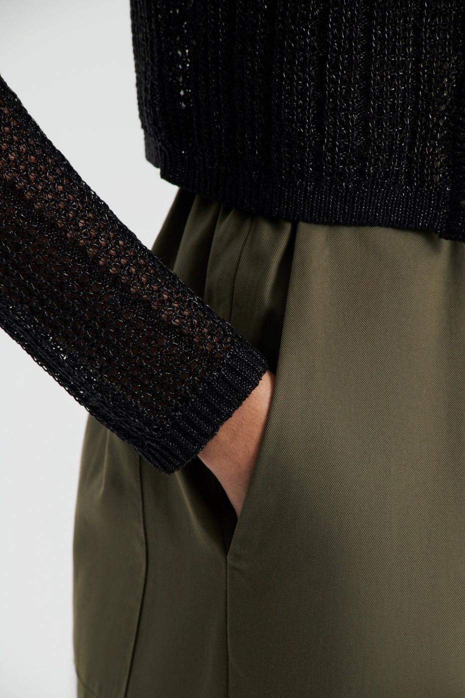 Knitwear | Women Scanlan Theodore METALLIC KNIT CROP CARDIGAN Black