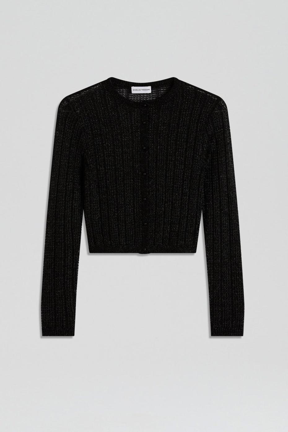 Knitwear | Women Scanlan Theodore METALLIC KNIT CROP CARDIGAN Black