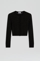 Knitwear | Women Scanlan Theodore METALLIC KNIT CROP CARDIGAN Black