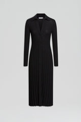 Knitwear | Women Scanlan Theodore PLEATED RIB PLACKET DRESS 14 Black