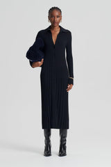 Knitwear | Women Scanlan Theodore PLEATED RIB PLACKET DRESS 14 Black