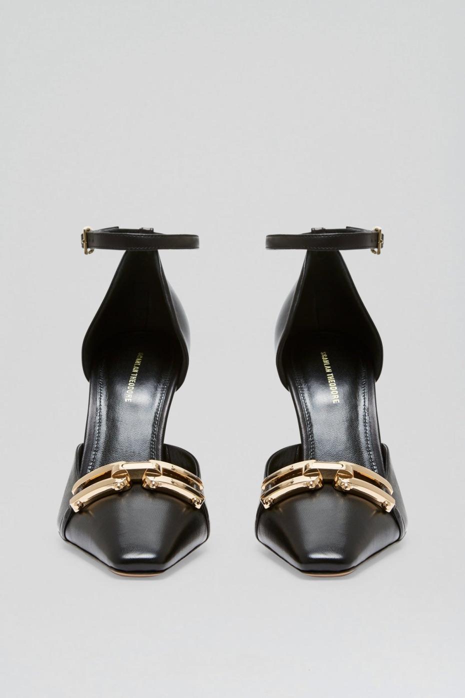 Leather | Women Scanlan Theodore GOLD TRIM PUMP 9.5 Black