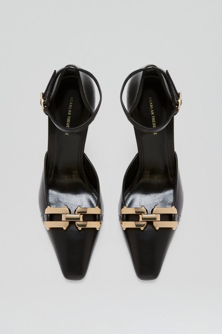 Leather | Women Scanlan Theodore GOLD TRIM PUMP 9.5 Black