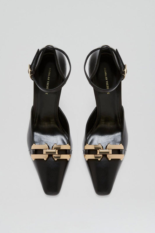 Leather | Women Scanlan Theodore GOLD TRIM PUMP 9.5 Black