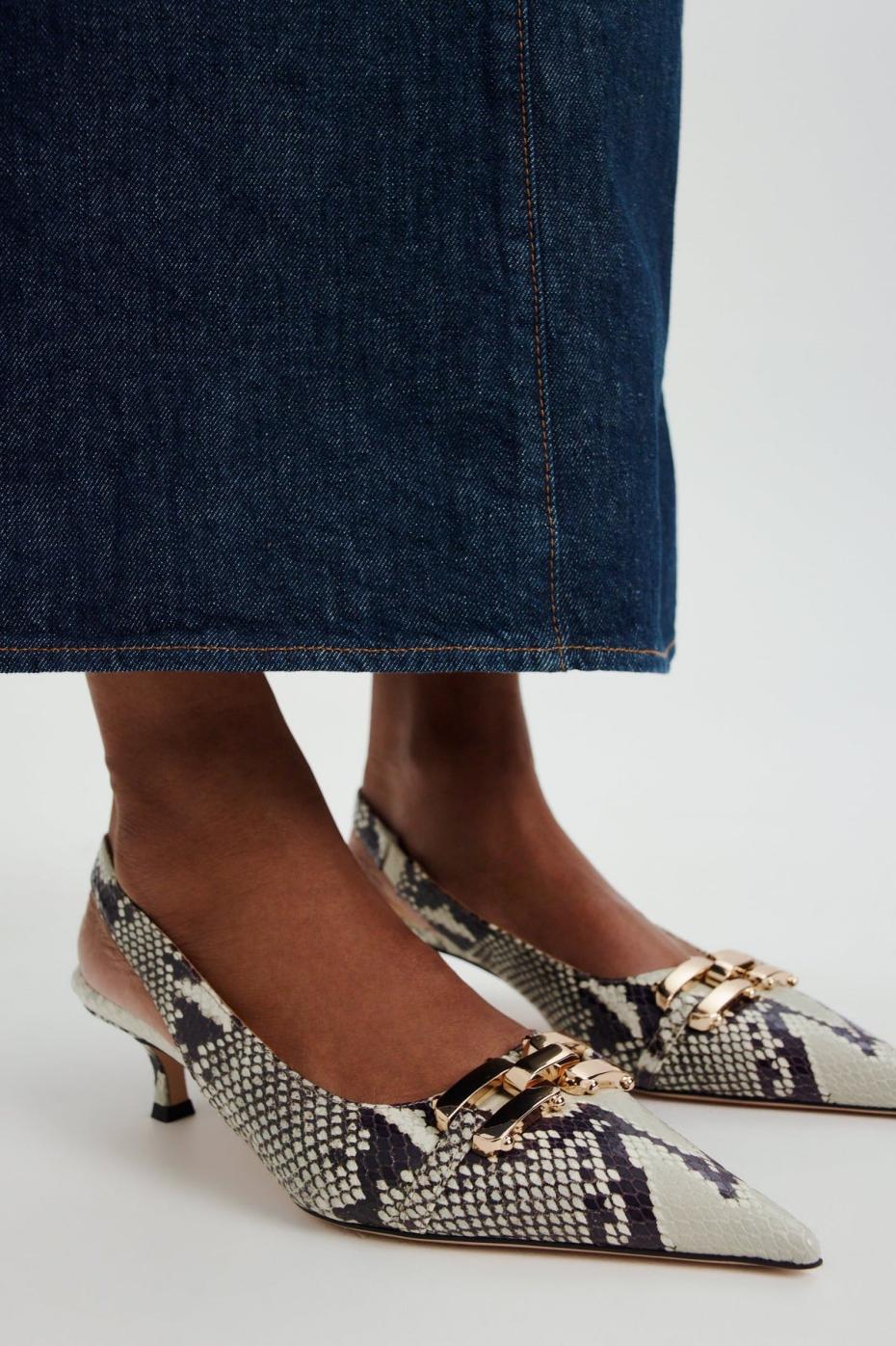 Leather | Women Scanlan Theodore GOLD TRIM SLINGBACK 4.5 Stone