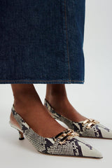 Leather | Women Scanlan Theodore GOLD TRIM SLINGBACK 4.5 Stone