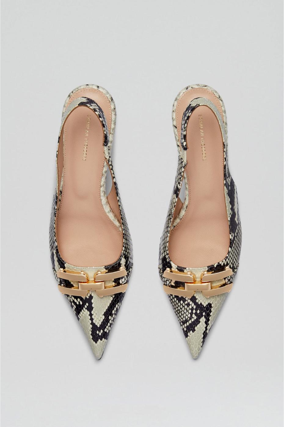 Leather | Women Scanlan Theodore GOLD TRIM SLINGBACK 4.5 Stone