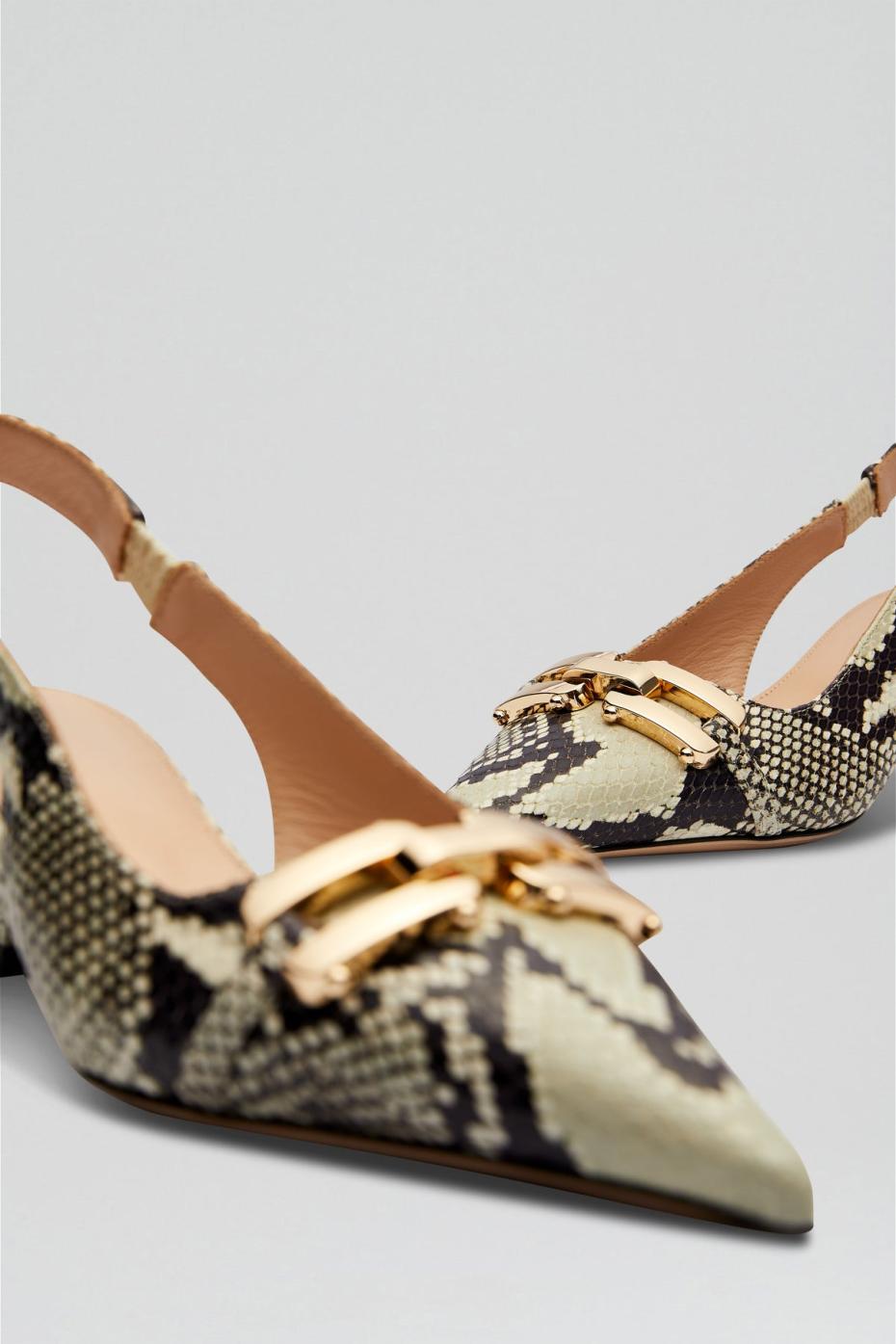 Leather | Women Scanlan Theodore GOLD TRIM SLINGBACK 4.5 Stone