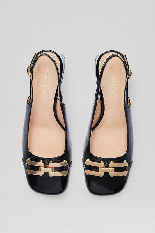 Leather | Women Scanlan Theodore GOLD TRIM SLINGBACK 5.5 Black
