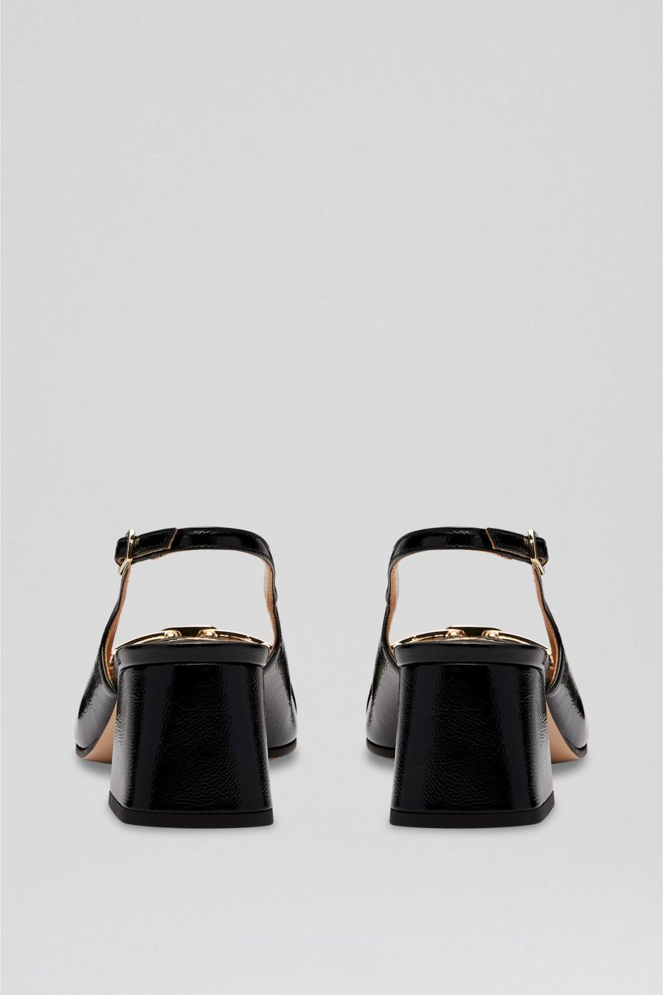 Leather | Women Scanlan Theodore GOLD TRIM SLINGBACK 5.5 Black