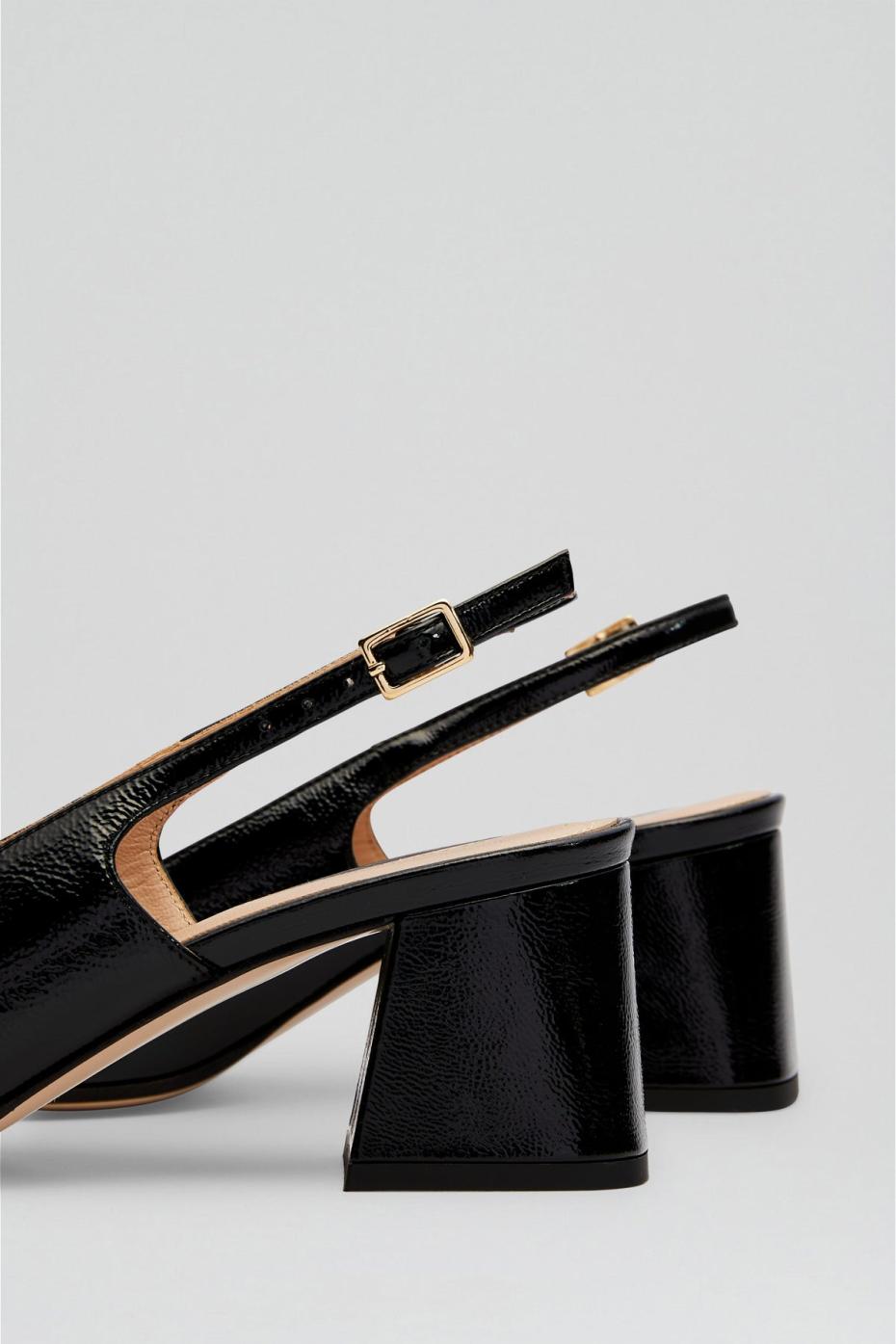 Leather | Women Scanlan Theodore GOLD TRIM SLINGBACK 5.5 Black