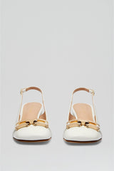 Leather | Women Scanlan Theodore GOLD TRIM SLINGBACK 5.5 White