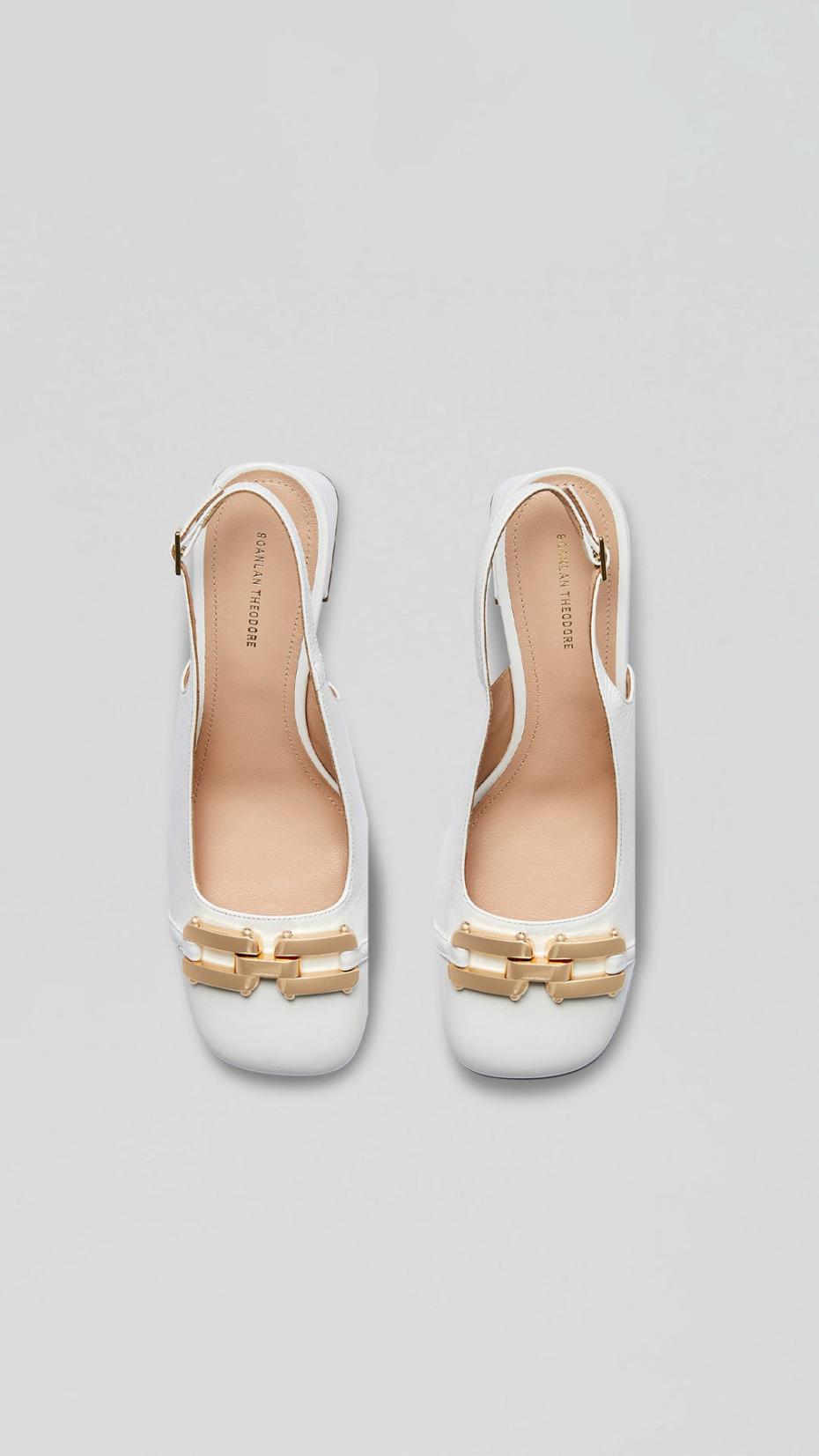 Leather | Women Scanlan Theodore GOLD TRIM SLINGBACK 5.5 White