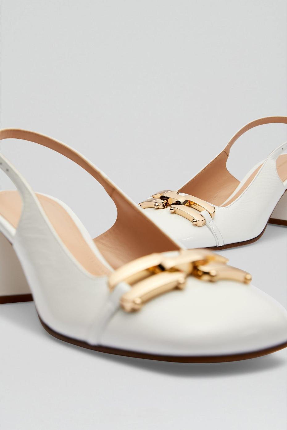 Leather | Women Scanlan Theodore GOLD TRIM SLINGBACK 5.5 White