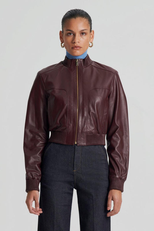 Leather | Women Scanlan Theodore LEATHER BOMBER Aubergine