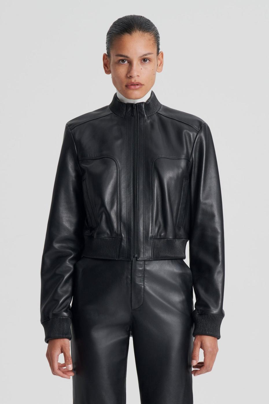 Leather | Women Scanlan Theodore LEATHER BOMBER Black