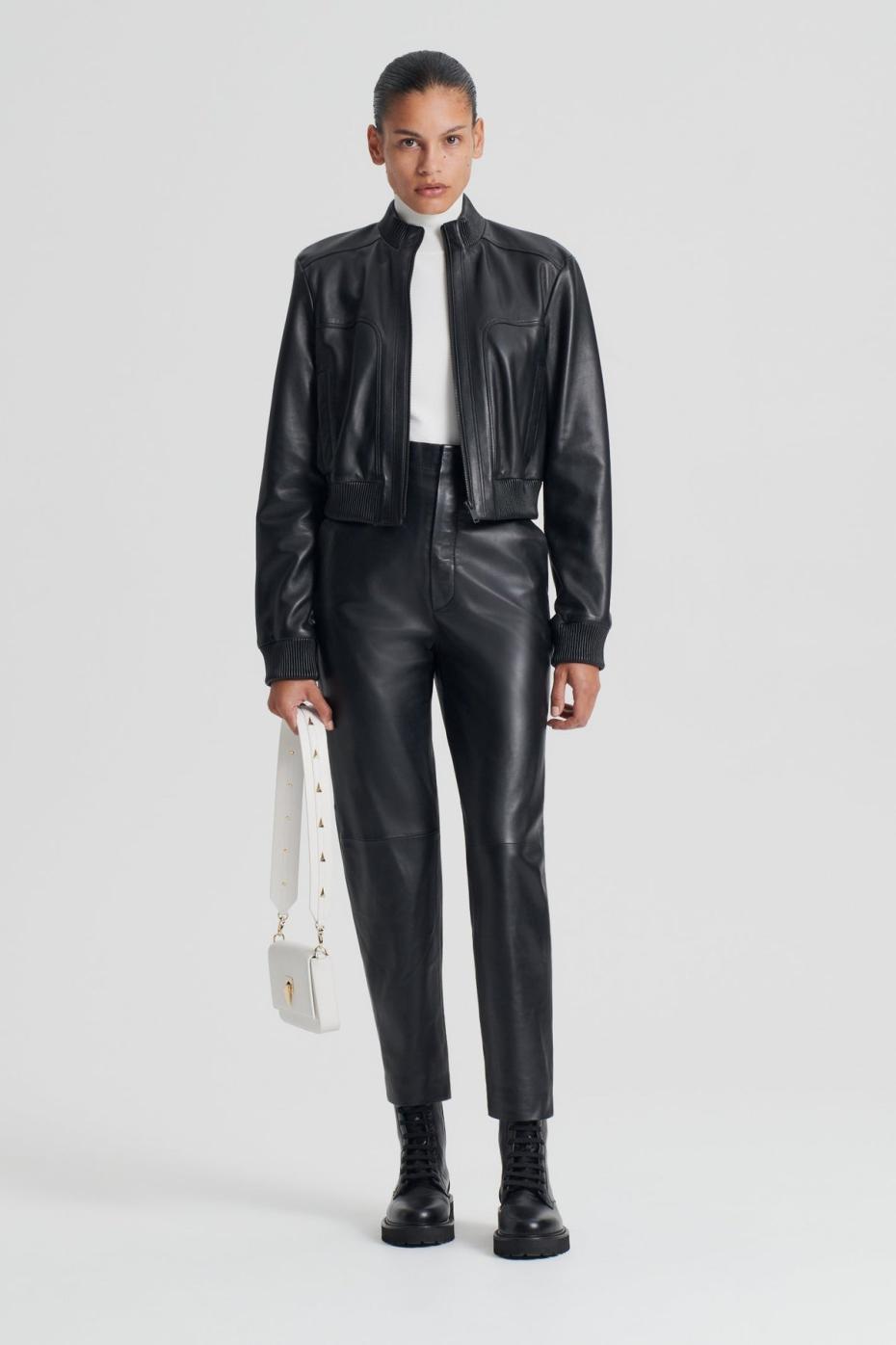Leather | Women Scanlan Theodore LEATHER BOMBER Black