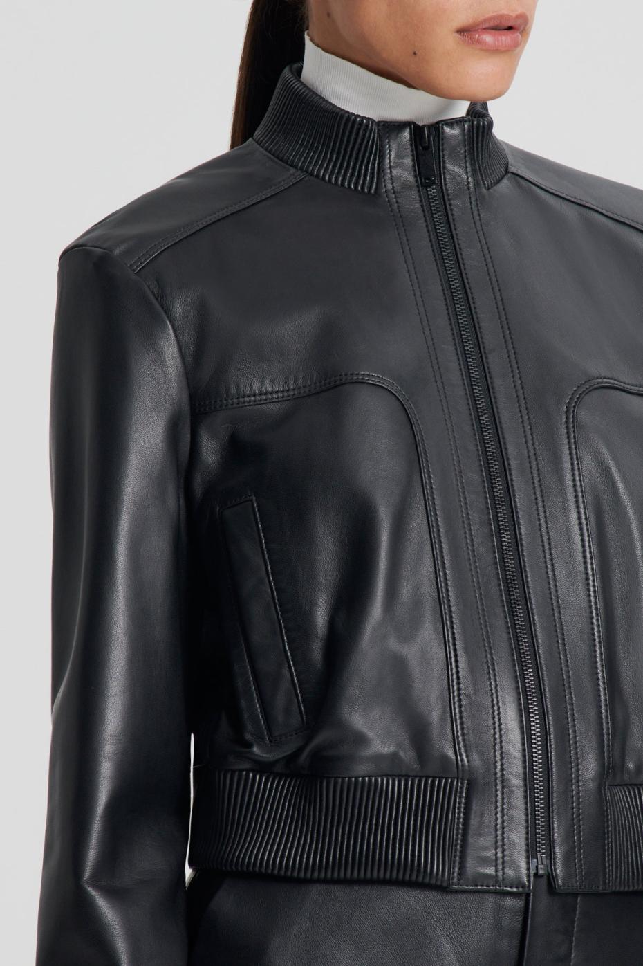 Leather | Women Scanlan Theodore LEATHER BOMBER Black