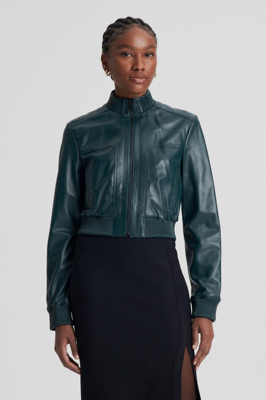 Leather | Women Scanlan Theodore LEATHER BOMBER Dark.green