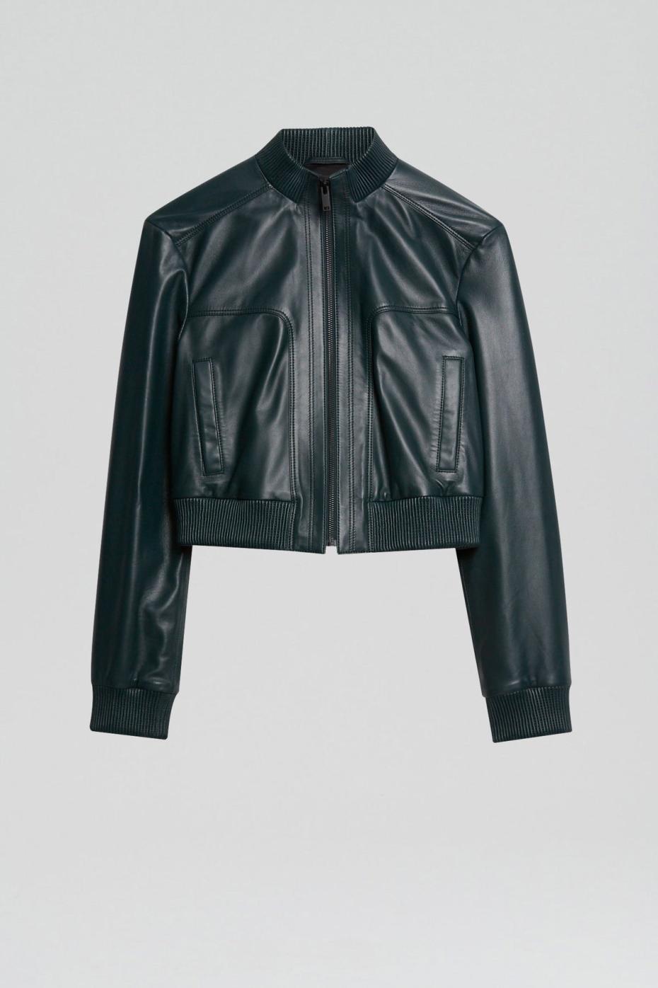 Leather | Women Scanlan Theodore LEATHER BOMBER Dark.green
