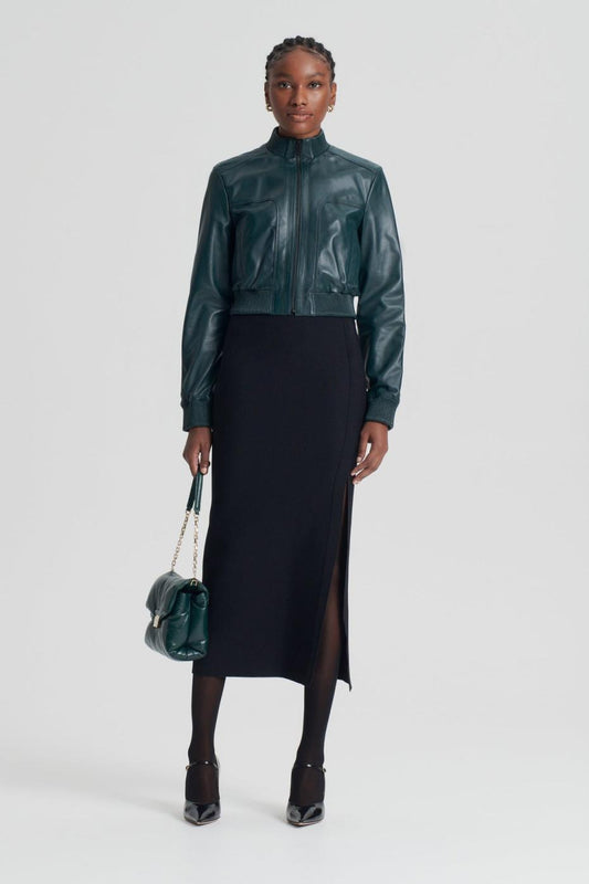Leather | Women Scanlan Theodore LEATHER BOMBER Dark.green