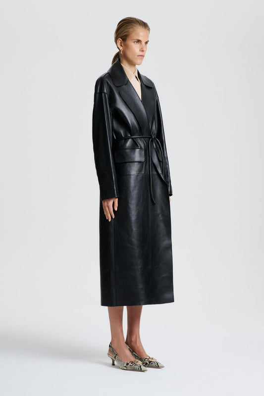 Leather | Women Scanlan Theodore LEATHER BONDED TRENCH Black
