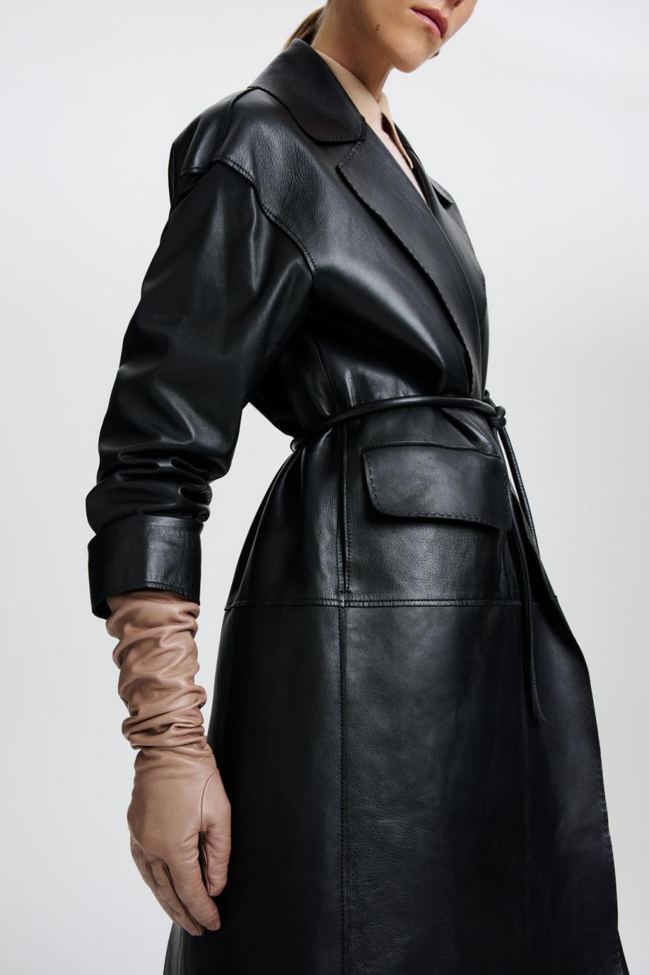Leather | Women Scanlan Theodore LEATHER BONDED TRENCH Black