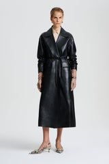 Leather | Women Scanlan Theodore LEATHER BONDED TRENCH Black