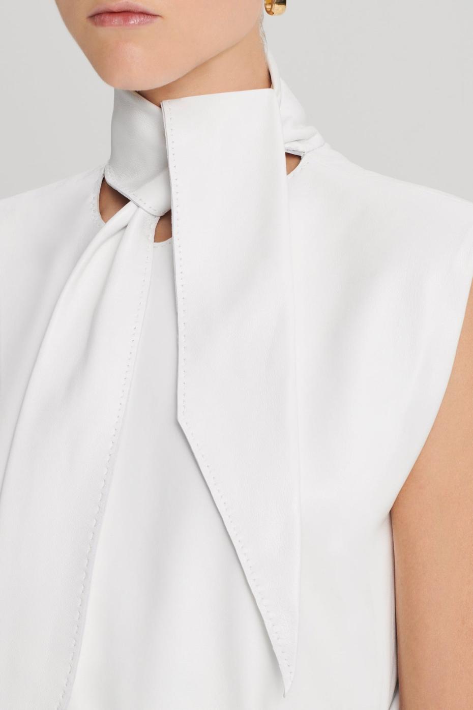 Leather | Women Scanlan Theodore LEATHER CRAVAT TOP White