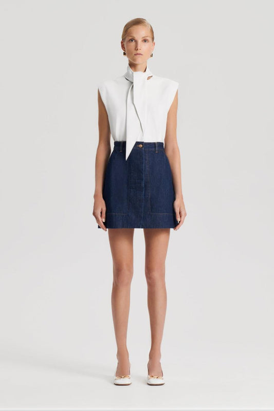 Leather | Women Scanlan Theodore LEATHER CRAVAT TOP White