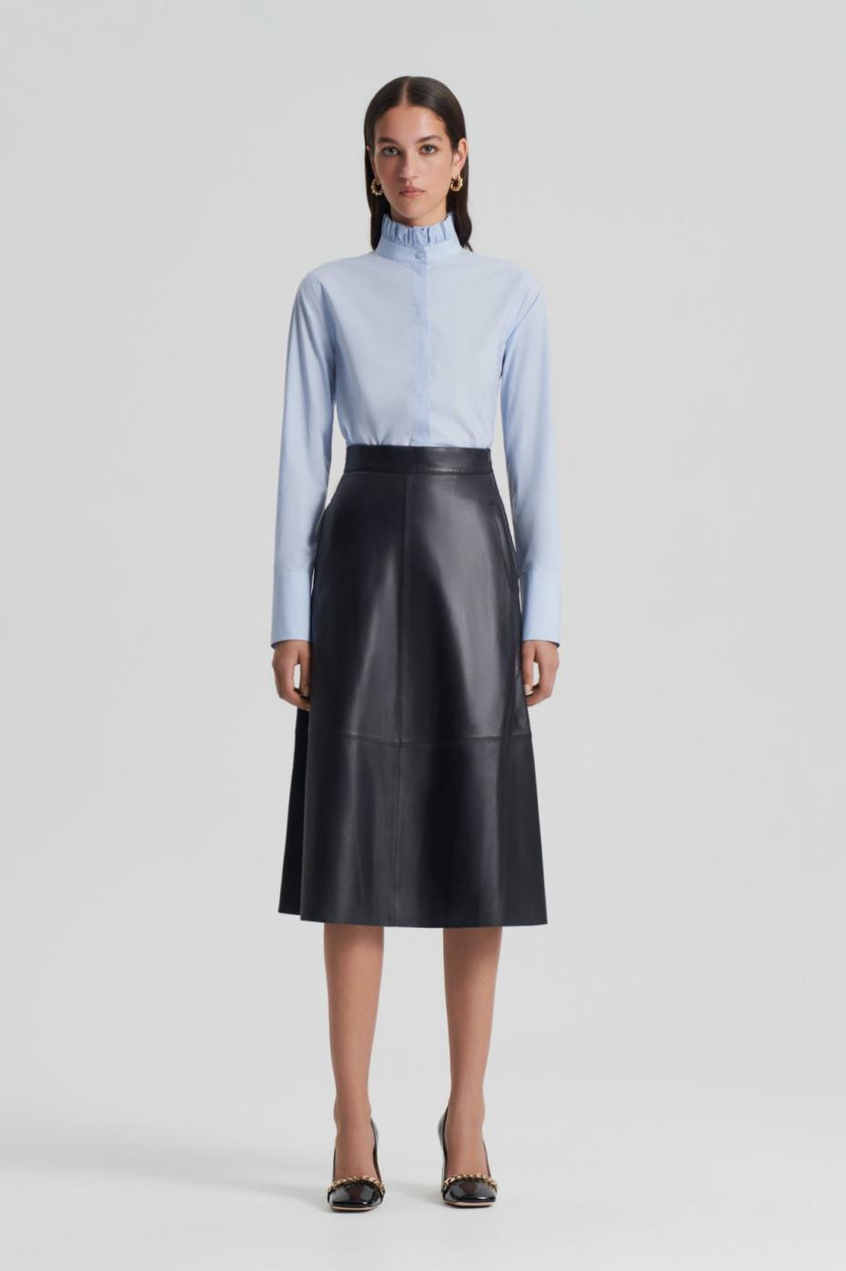Leather | Women Scanlan Theodore LEATHER LONG SKIRT Charcoal