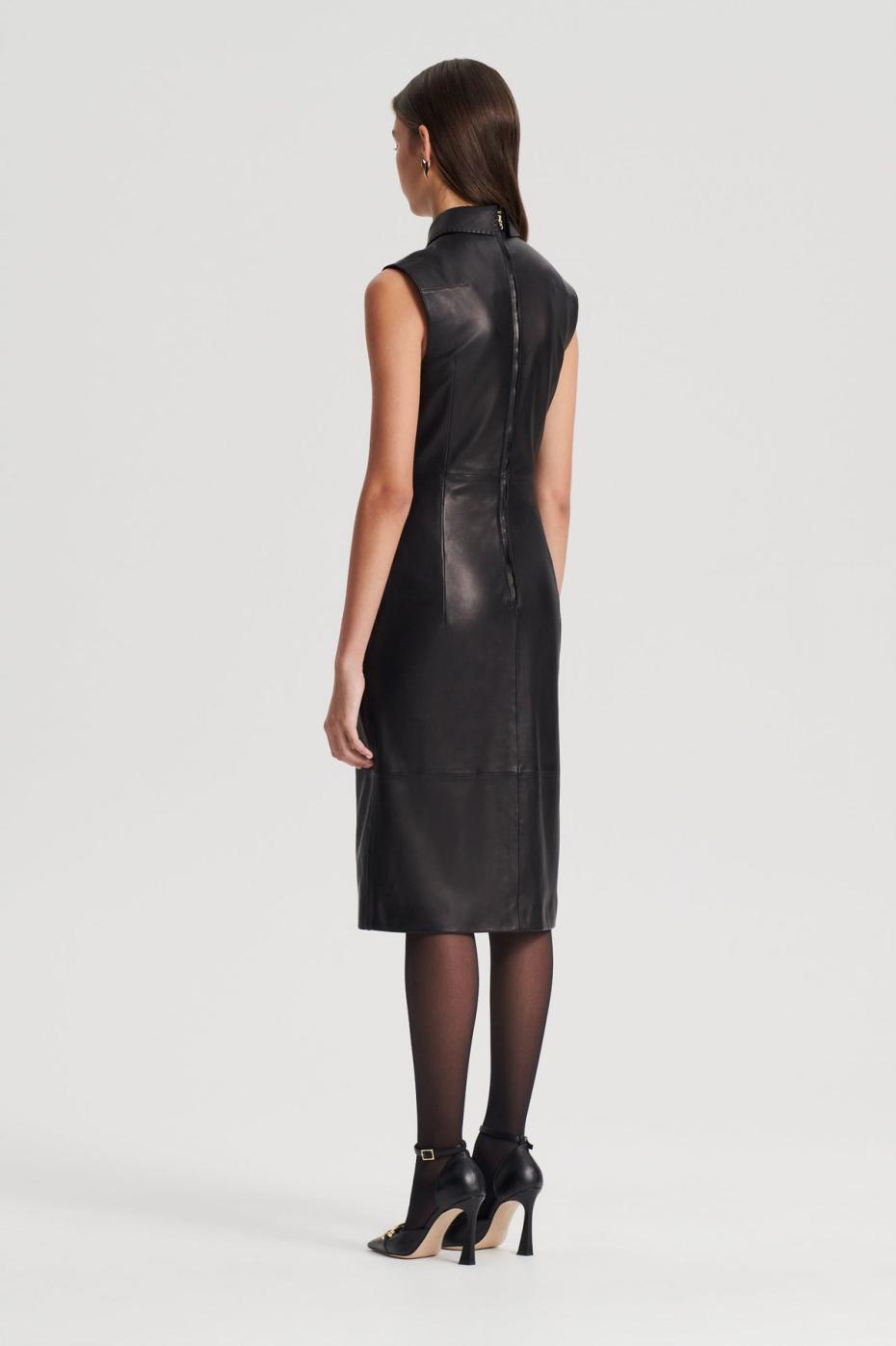 Leather | Women Scanlan Theodore LEATHER PENCIL DRESS Black