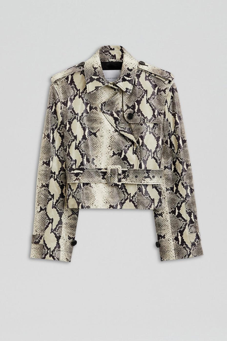 Leather | Women Scanlan Theodore LEATHER REPTILE TRENCH Stone