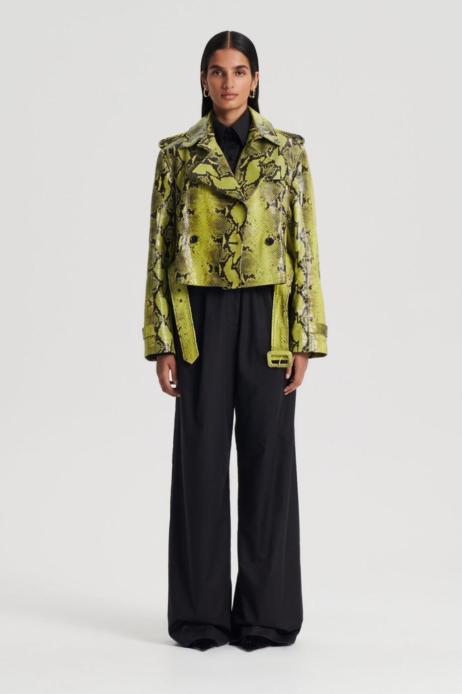 Leather | Women Scanlan Theodore LEATHER REPTILE TRENCH Vert