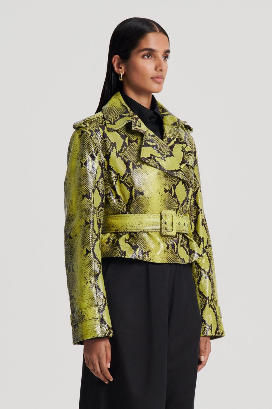 Leather | Women Scanlan Theodore LEATHER REPTILE TRENCH Vert