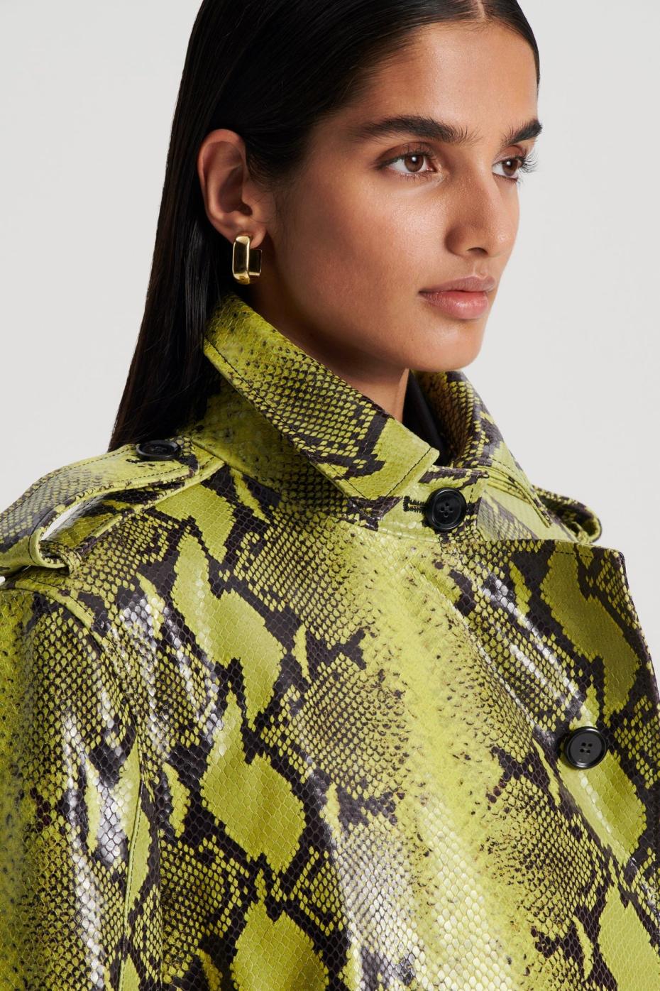 Leather | Women Scanlan Theodore LEATHER REPTILE TRENCH Vert