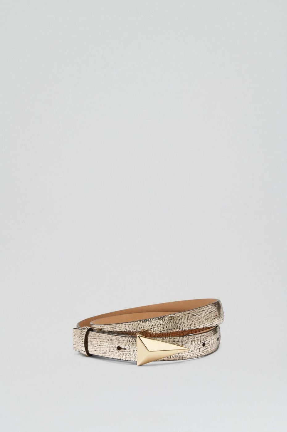 Leather | Women Scanlan Theodore METALLIC TRIANGLE TRIM BELT 2 Gold