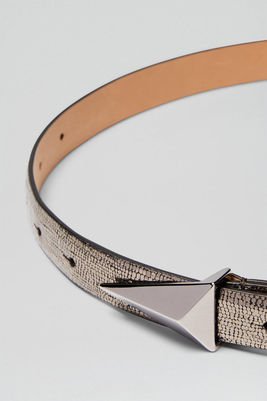 Leather | Women Scanlan Theodore METALLIC TRIANGLE TRIM BELT 2 Onyx