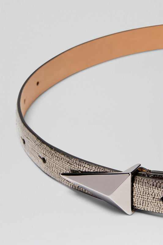 Leather | Women Scanlan Theodore METALLIC TRIANGLE TRIM BELT 2 Onyx