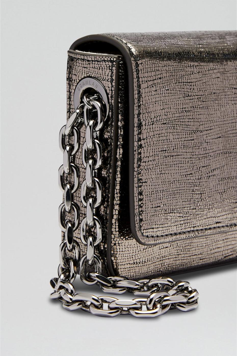 Leather | Women Scanlan Theodore MINI METALLIC SLIM BAG Onyx