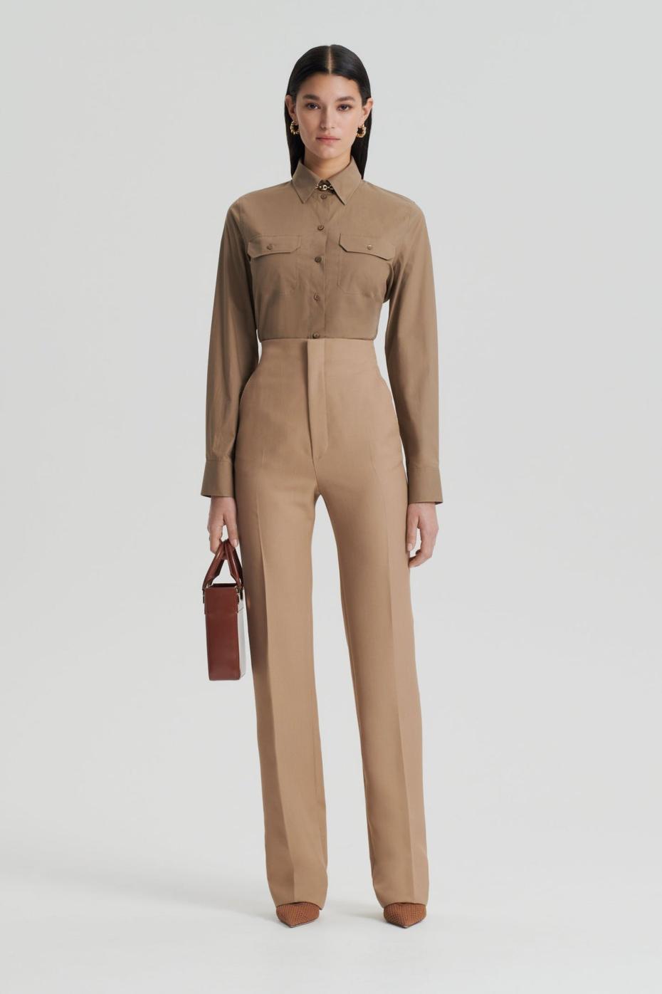 Shirts | Women Scanlan Theodore PARACHUTE COTTON POCKET SHIRT Dark.camel