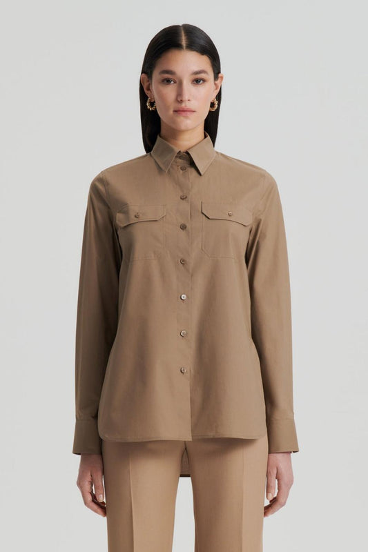 Shirts | Women Scanlan Theodore PARACHUTE COTTON POCKET SHIRT Dark.camel