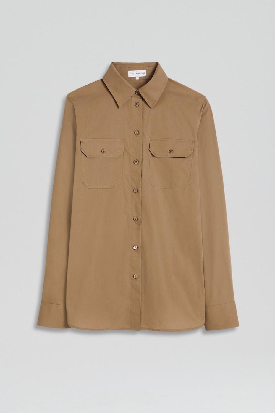 Shirts | Women Scanlan Theodore PARACHUTE COTTON POCKET SHIRT Dark.camel