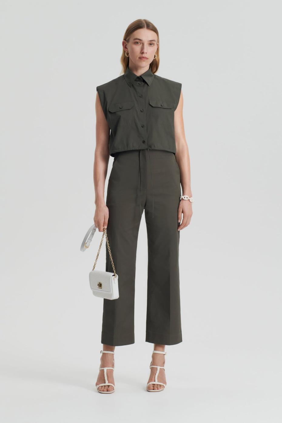 Shirts | Women Scanlan Theodore PARACHUTE CROP SHIRT Jungle